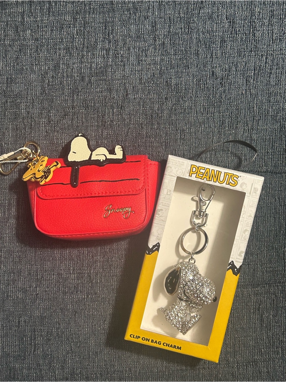 Skechers Red Snoopy Pouch with Glitter Clip-On Charm